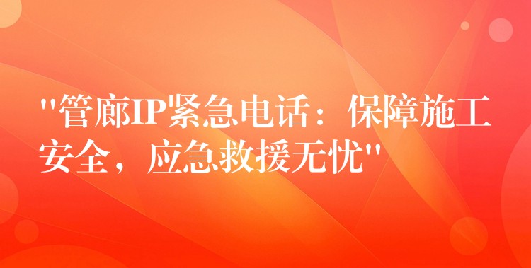 “管廊IP緊急電話：保障施工安全，應(yīng)急救援無(wú)憂”