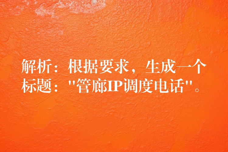 解析：根據(jù)要求，生成一個(gè)標(biāo)題：”管廊IP調(diào)度電話”。