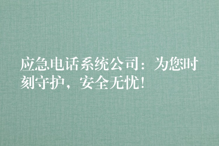 應(yīng)急電話系統(tǒng)公司：為您時(shí)刻守護(hù)，安全無憂！