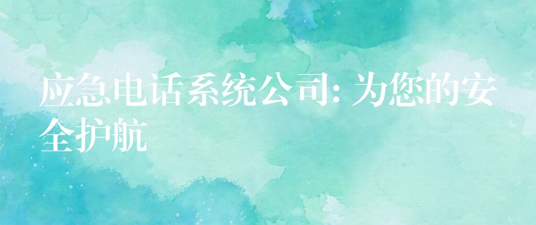  應急電話系統(tǒng)公司: 為您的安全護航