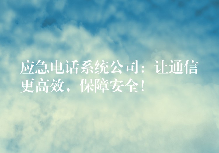  應(yīng)急電話系統(tǒng)公司：讓通信更高效，保障安全！