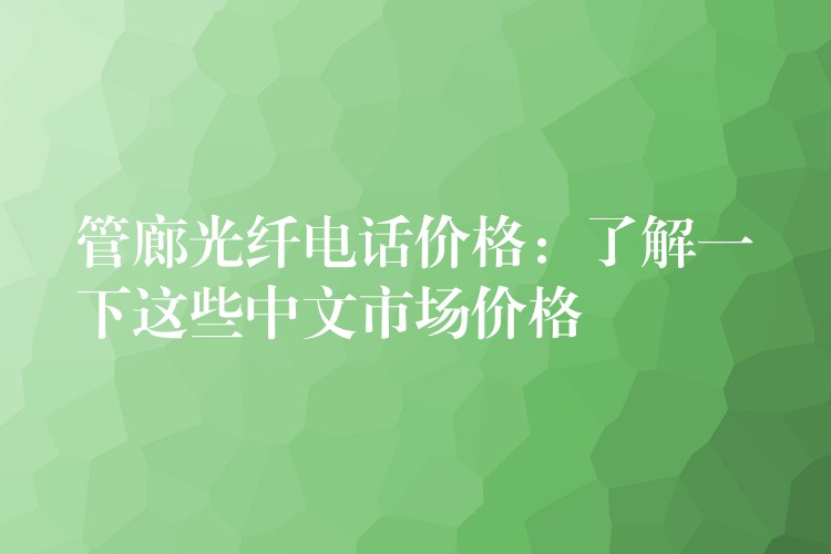 管廊光纖電話價格:了解一下這些中文市場價格 管廊光纖電話價格:了解一下這些中文市場價格