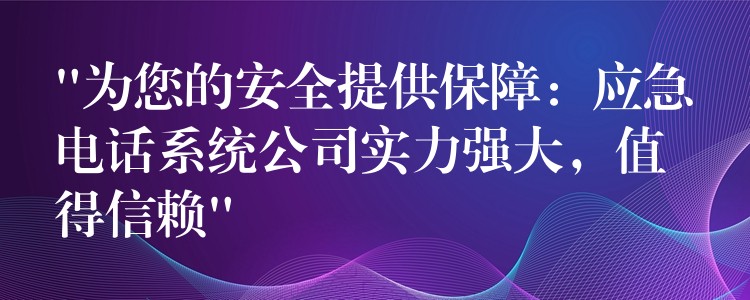  “為您的安全提供保障：應(yīng)急電話系統(tǒng)公司實力強大，值得信賴”
