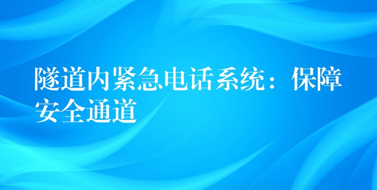 隧道內(nèi)緊急電話系統(tǒng):保障安全通道 隧道內(nèi)緊急電話系統(tǒng):保障安全通道